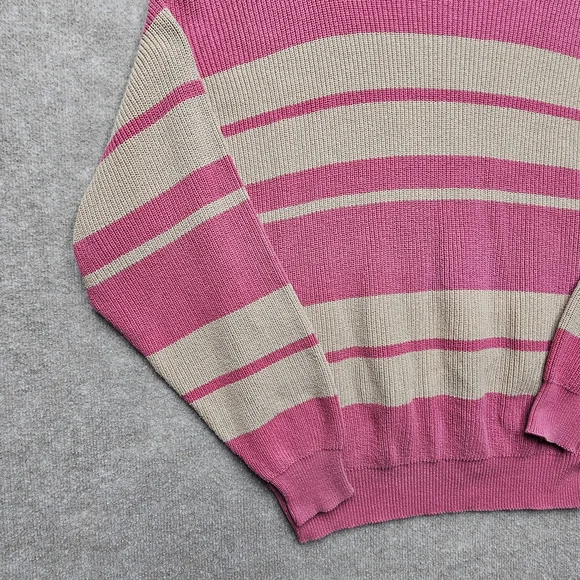 Vintage Lord Jeff Whaler Striped Sweater XL Cotton Pink Tan Boxy USA Classic - Picture 12 of 12